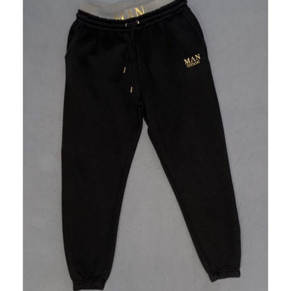 Boohoo Man Official Tapered Sweatpants Black Tracksuit Trousers‎ Large - Picture 1 of 6